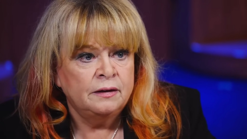 Sally Struthers in a close-up during an interview
