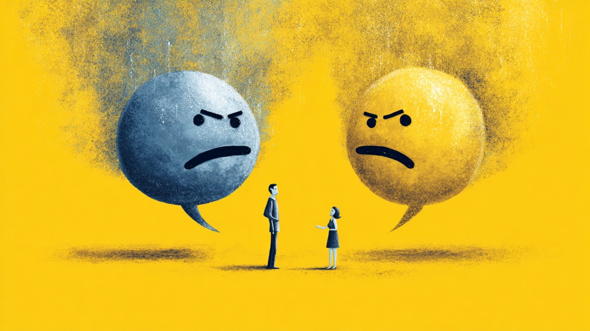 Illustration of two people arguing under angry speech bubbles, symbolizing ignored or negative feedback