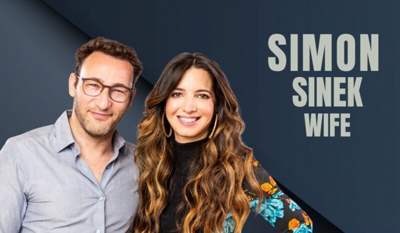 Image of Simon Sinek smiling beside a woman, with text reading “Simon Sinek Wife.”