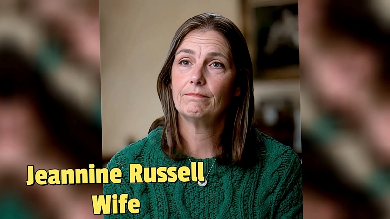 Jeannie Russell, wife of Bill Russell, photographed in a candid moment wearing a green sweater