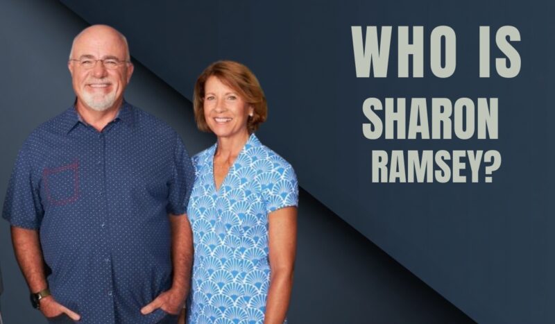 A smiling man and woman standing side by side against a dark blue background, with text reading “Who Is Sharon Ramsey?