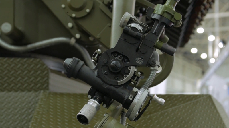 Close-up view of advanced military equipment components