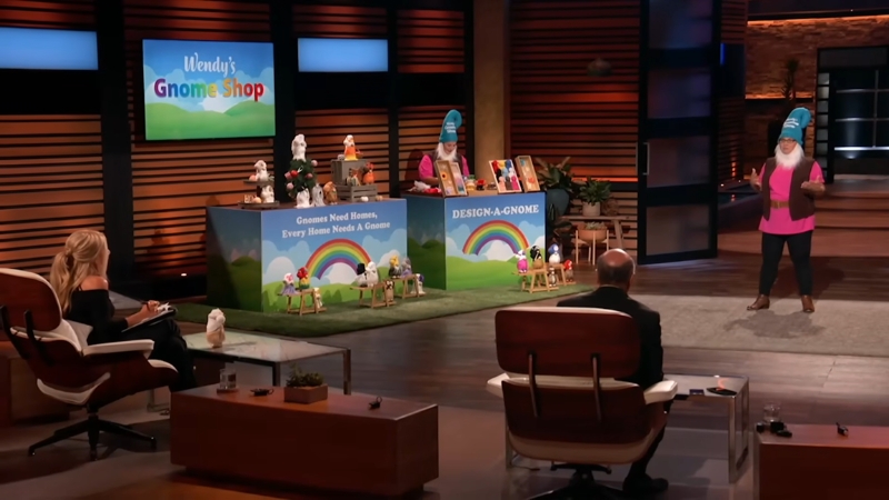 Entrepreneur pitches Wendy’s Gnome Shop holiday garden decorations to the Sharks on stage