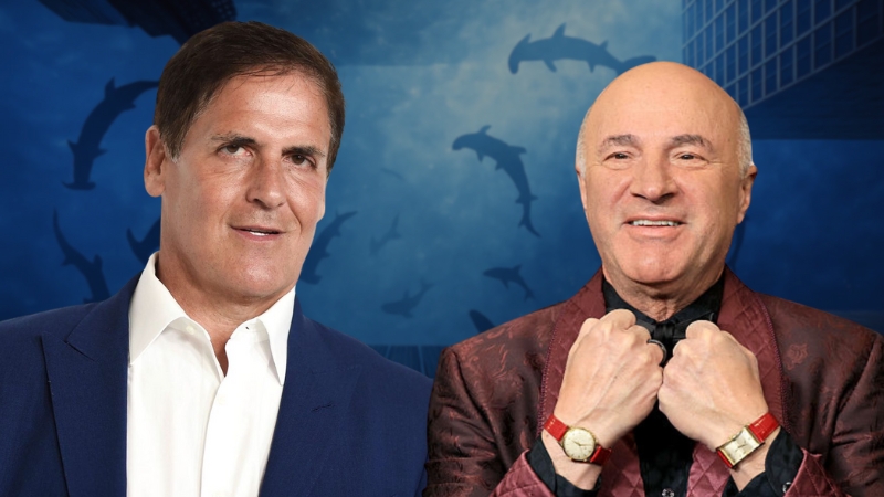 Mark Cuban and Kevin O’Leary posing in a Shark Tank themed promotional image
