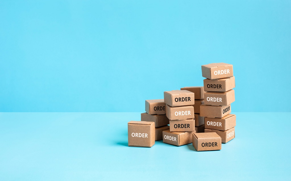 Business ecommerce or online shopping concepts with group of product box order.marketplace and transportation service.copy space